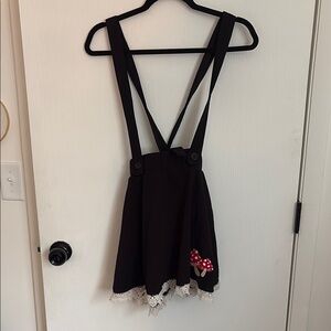 Black Suspender Skirt with Lace Trim